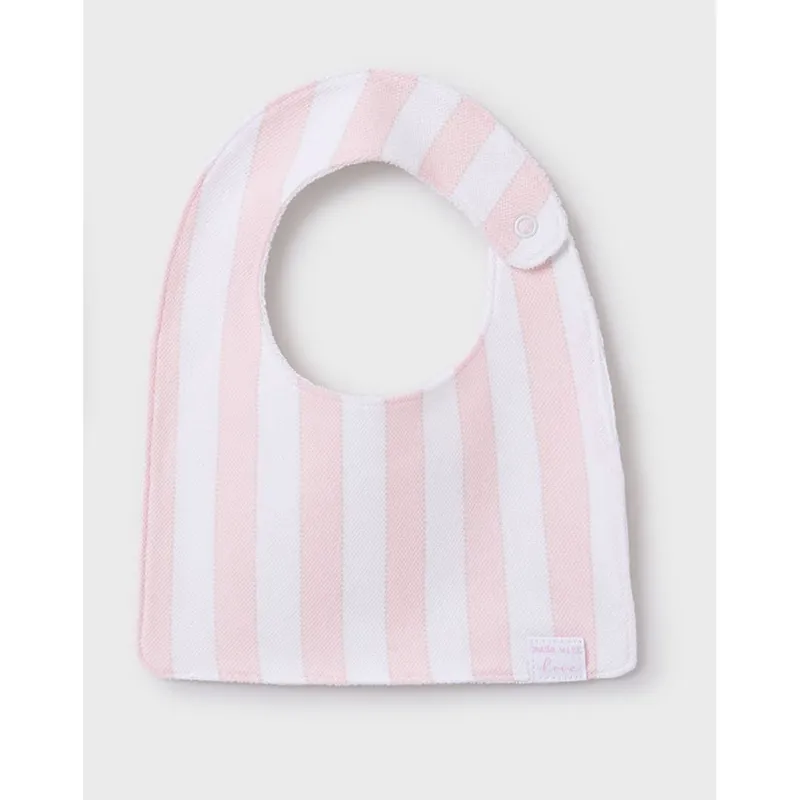 CREAM & ROSE STRIPED BIB SQUARE / 9876-050
