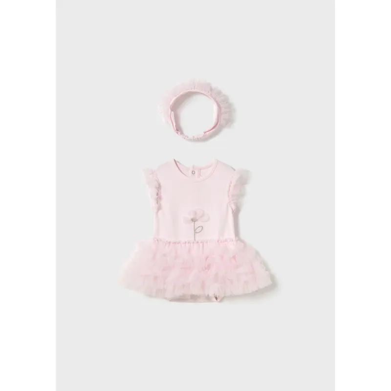 LIGHT PINK 2PC TUTU BODYSUIT & HEADBAND CHIFFON LAYERS / 1756-070