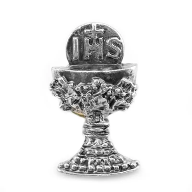 OXIDIZED SILVER CHALICE LAPEL PIN / REL-4004