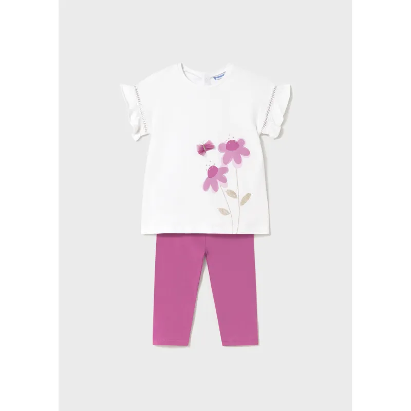 WHITE & LILAC 2PC LEGGING SET / 1734-088