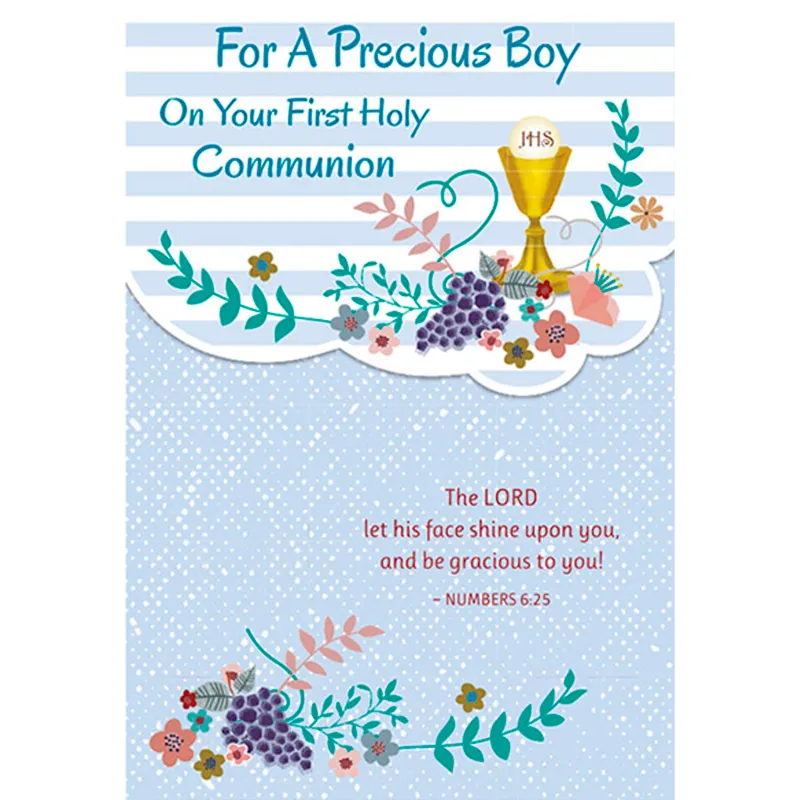 BLUE PRECIOUS BOY COMMUNION CARD CHALICE / OF-85539