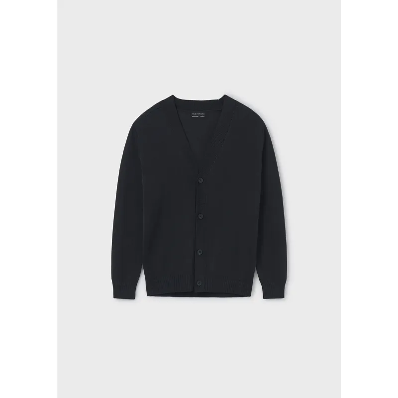 BLACK KNIT CARDIGAN DRESSY VNECK / 6348-073