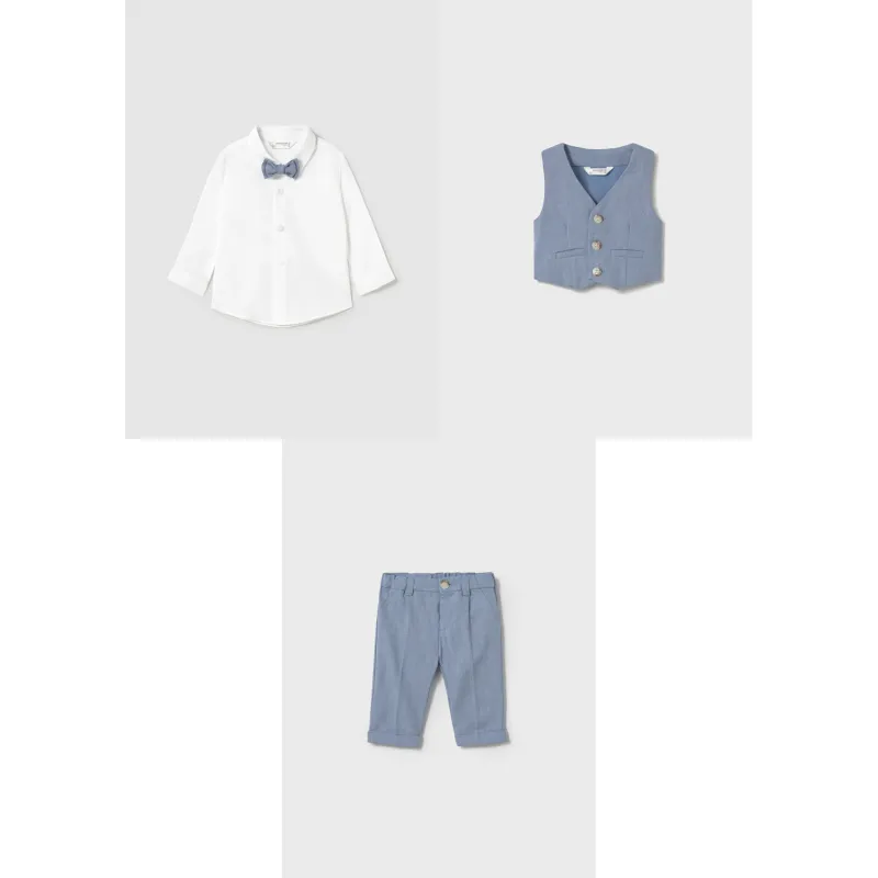 BLUE SPECK 3PC VEST SET WHITE SHIRT & BOWTIE / 1394-093-1102-1562