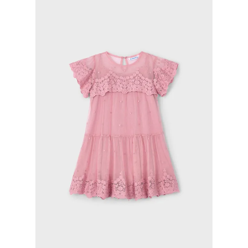 ROSE EMBROIDERED TULLE DRESS / 3909-039