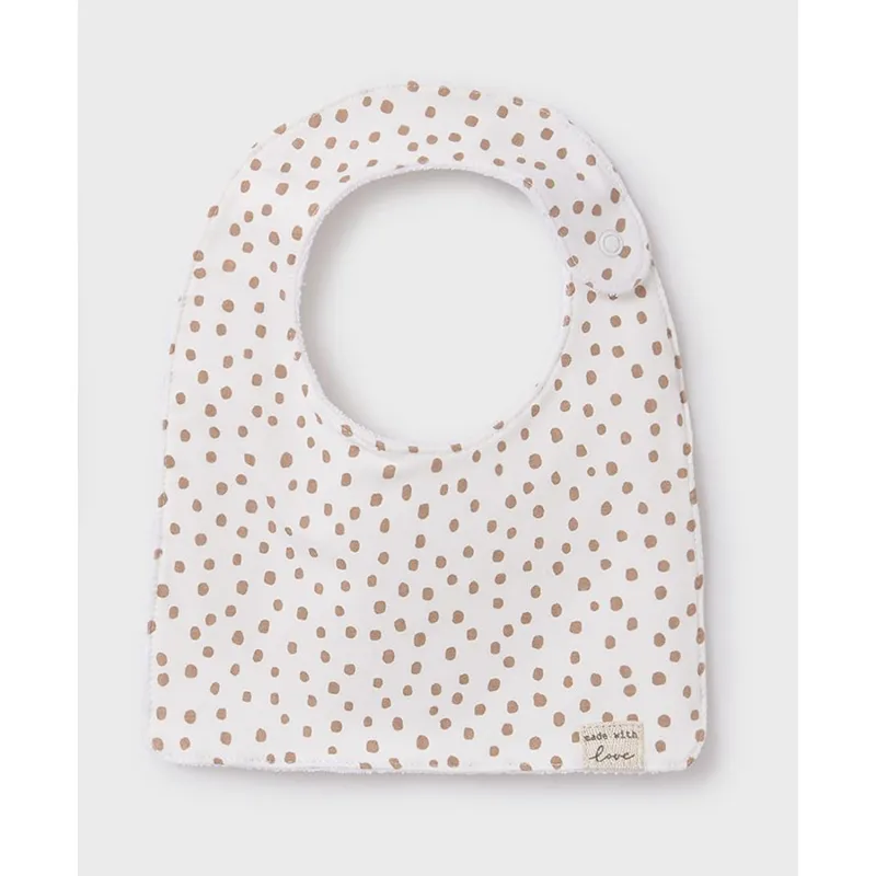 CREAM BIB BROWN DOT PRINT SQUARE / 9873-049