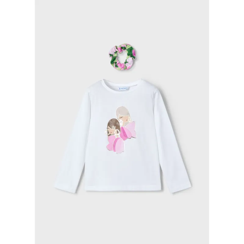 WHITE TSHIRT & SCRUNCHIE MCL LONG SLEEVE / 3016-047