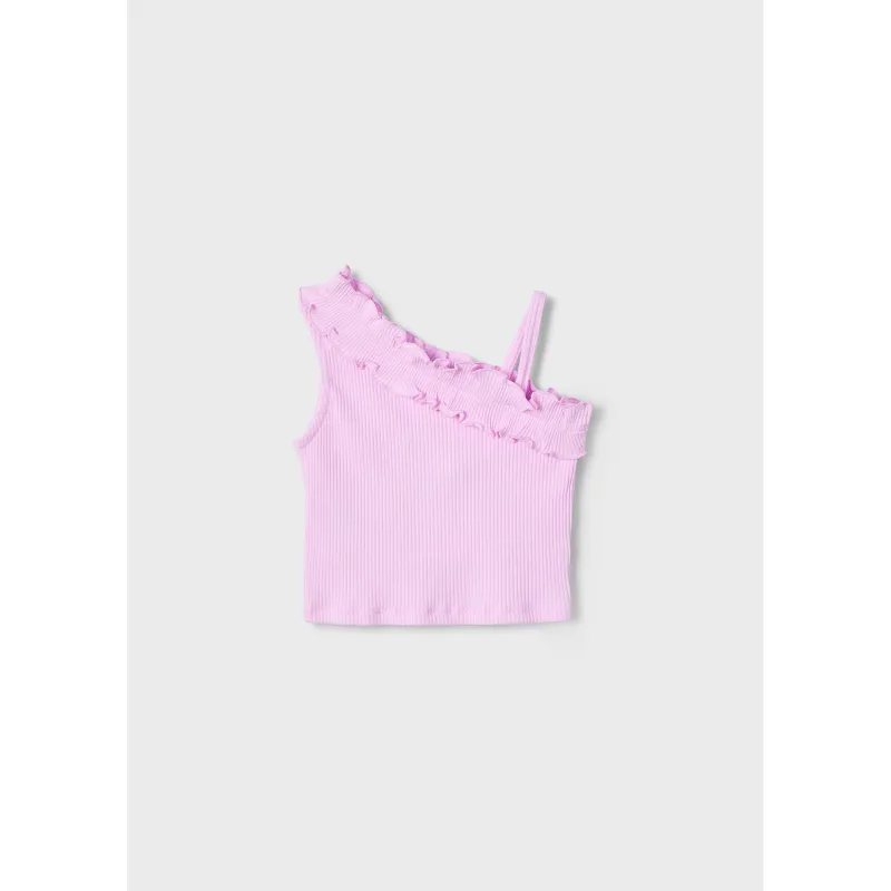 MAUVE PINK RIBBED TOP FLOUNCE BODICE TRIM / 3018-088