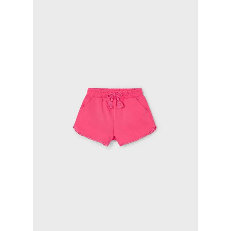 RED CHENILLE SHORTS EYELET TRIM / 607-016