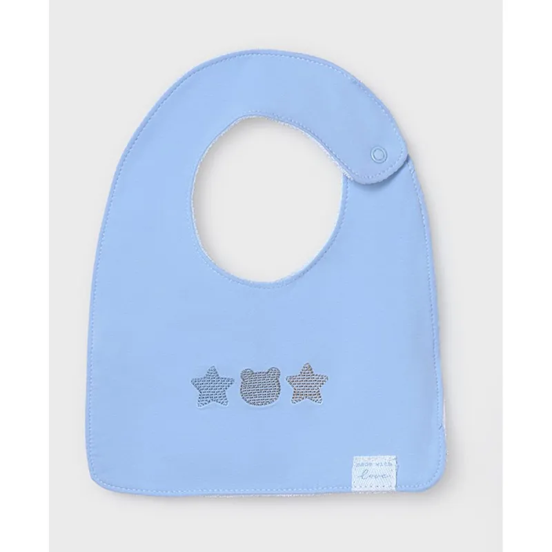 BLUE SQUARE BIB SMALL EMBROIDERY / 9876-051
