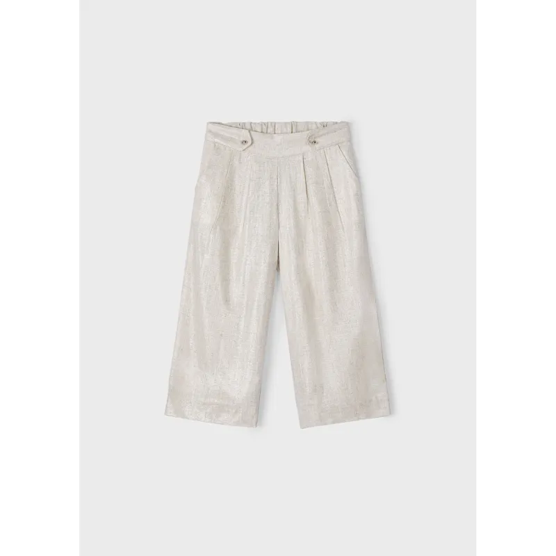 BEIGE SHIMMER LINEN PANT WIDE LEG / 3551-031