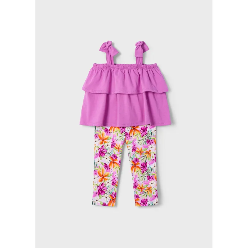 LILAC & FLORAL LEGGING SET SPAGHETTI STRAPS / 3710-070