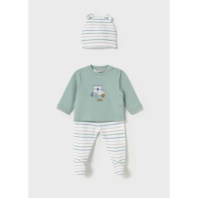 JADE GREEN 3PC LEG WARMER SET WITH HAT STRIPED PANT / 1557-021