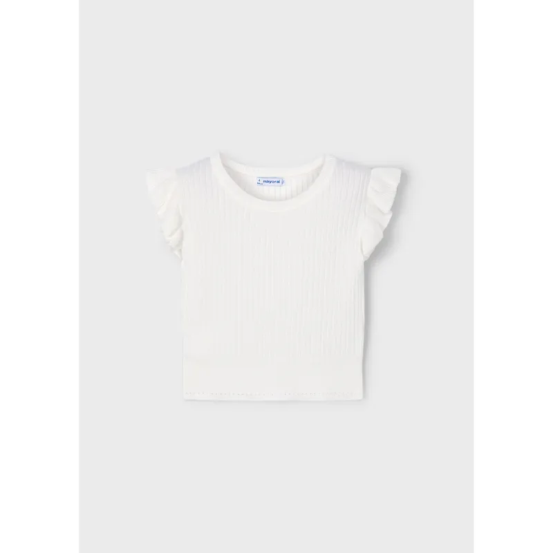 OFF WHITE RIBBED TOP FLOUNCE SLEEVE TRIM / 3024-057