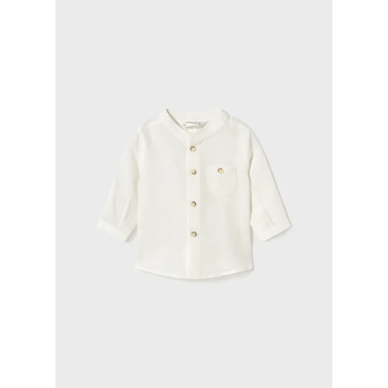 CREAM SHIRT MAO COLLAR LONG SLEEVE / 1103-031