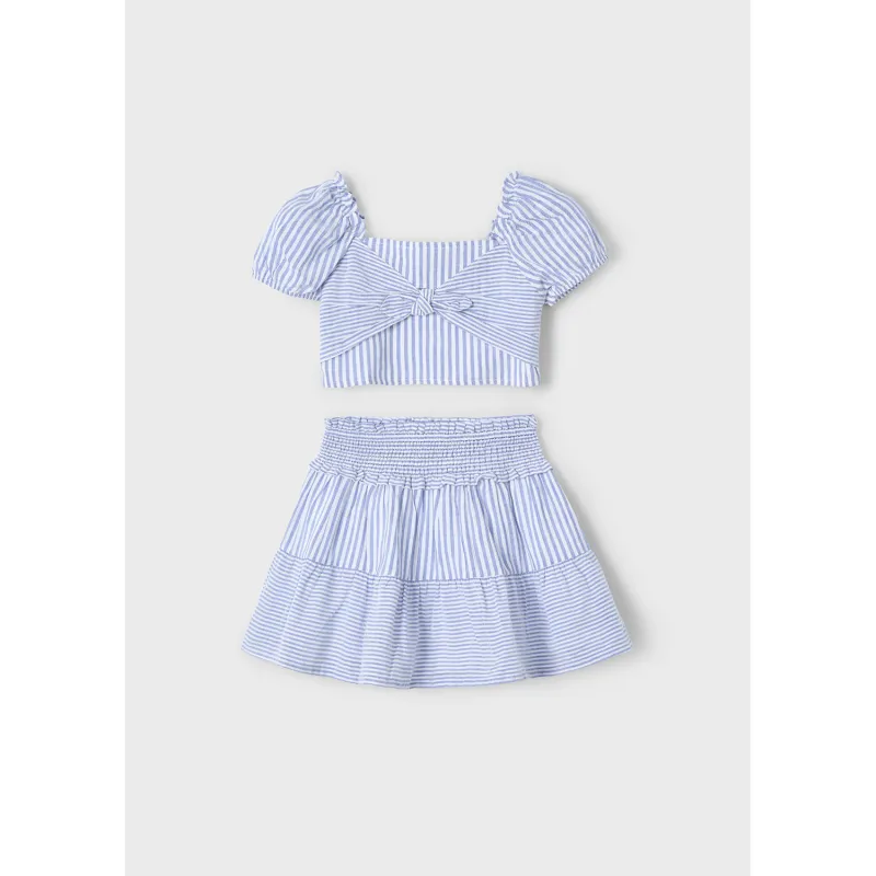 BLUE & WHITE STRIPED 2PC SKIRT SET / 3945-031