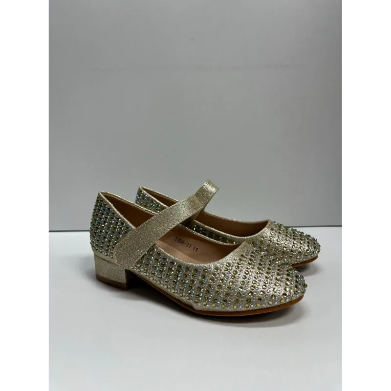 SHOE LIGHT GOLD RHINESTONES / S108-31