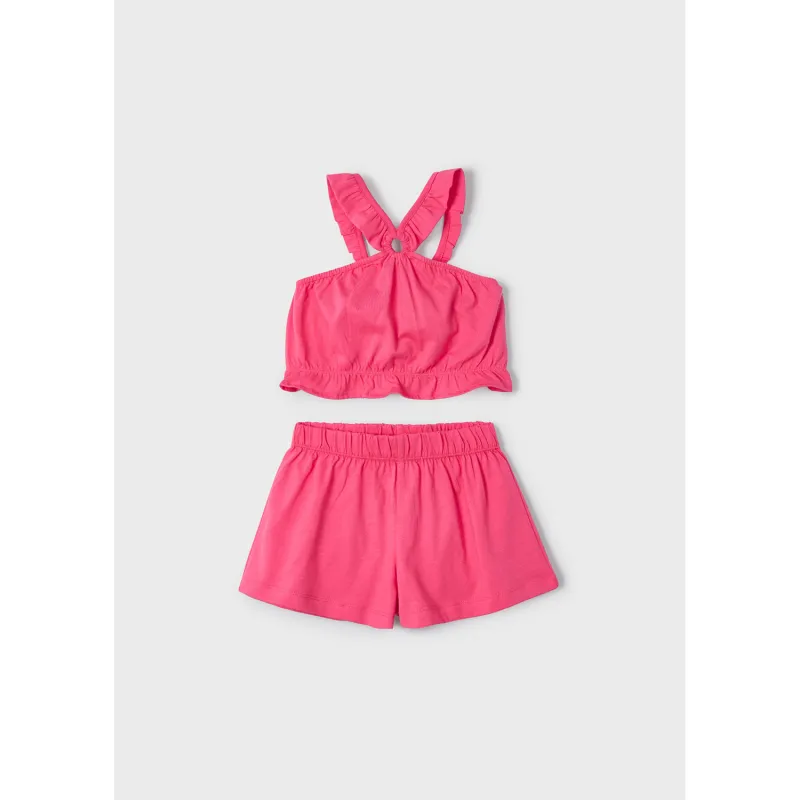 RED 2PC HALTER TOP & SHORTS KNIT / 3212-093