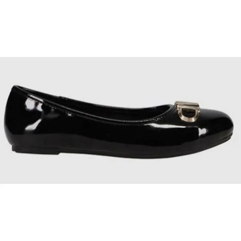 SLIP ON SHOE BLACK SHINY GOLD MK LOGO / MK100780C-001