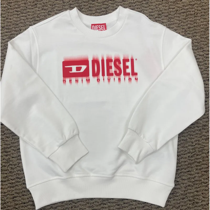 WHITE CREWNECK SWEATSHIRT RED DIESEL LOGO / J02040-KYAVF-K100