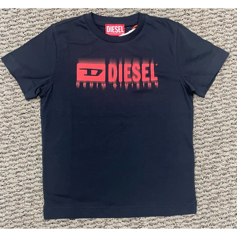 BLACK TSHIRT SHORT SLEEVE RED DIESEL LOGO / J02033-00Y19-K9002
