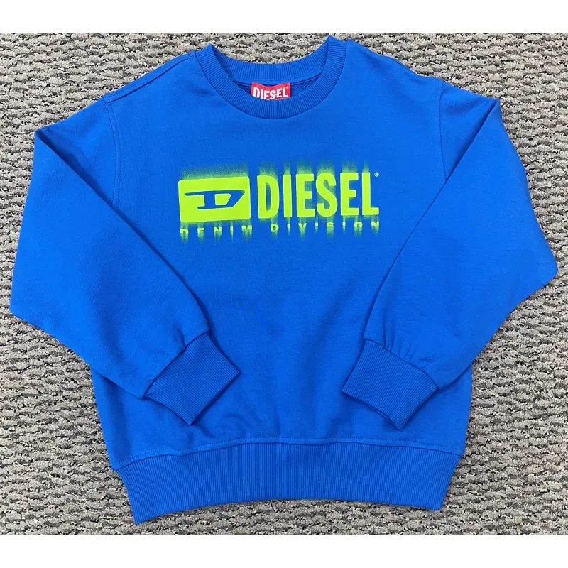 BLUE CREWNECK SWEATSHIRT GREEN DIESEL LOGO / J02040-KVAVF-K823