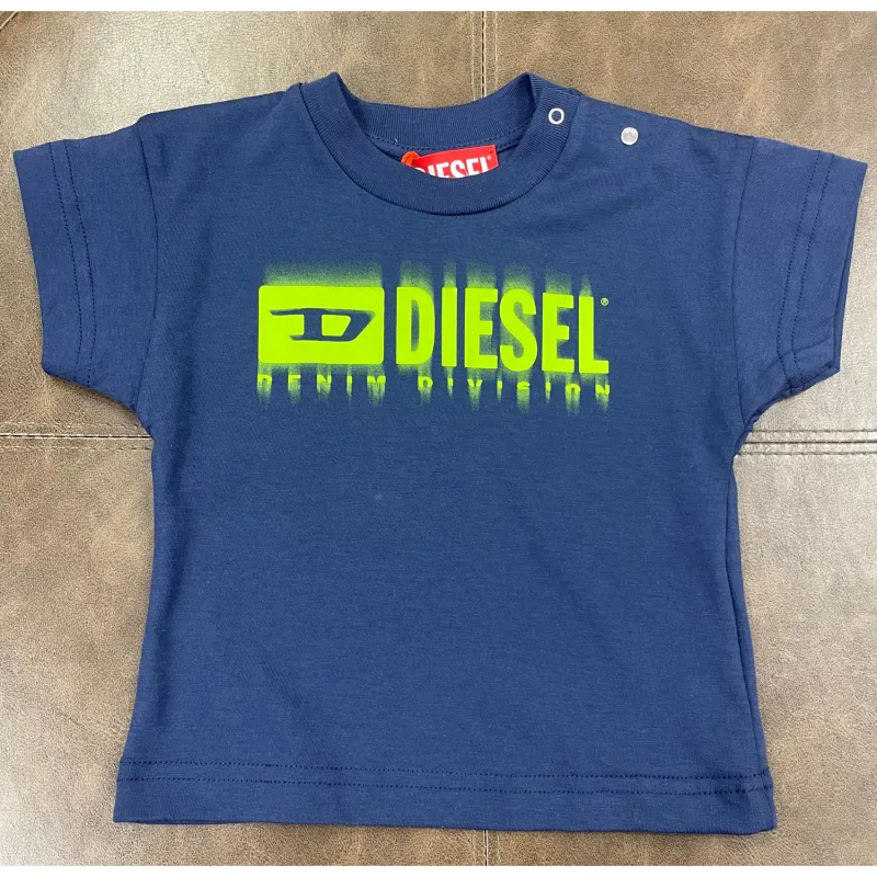 NAVY TSHIRT SHORT SLEEVE GREEN LOGO / K00569-K8AT