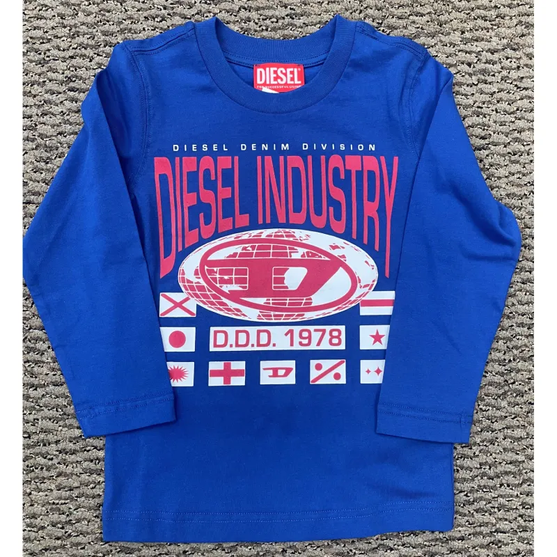 BLUE TSHIRT RED DIESEL LOGO / J02029-K843