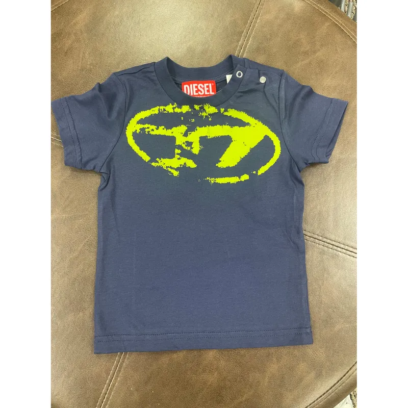 NAVY TSHIRT SHORT SLEEVE LIME GREEN D / K00635-K8AT