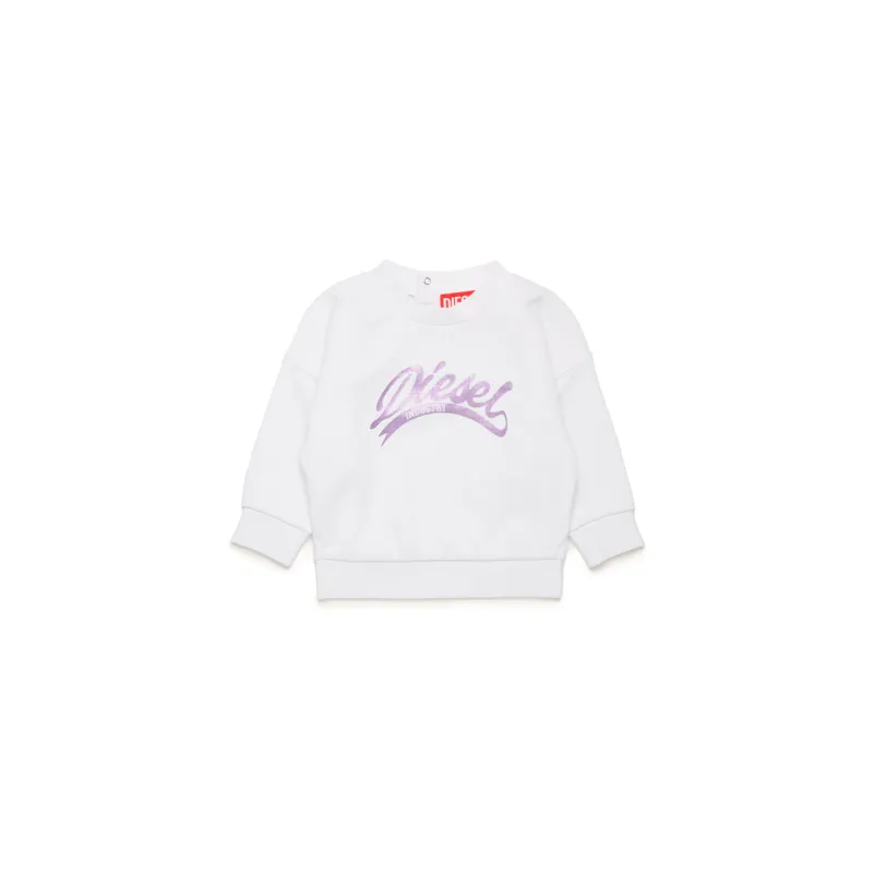 WHITE DSL TOP LONG SLEEVE PURPLE LOGO / K00634-K100