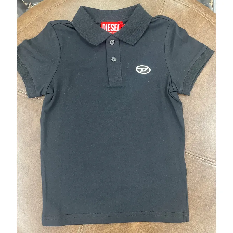 BLACK POLO TOP SHORT SLEEVE SMALL D LOGO / J02018-K900