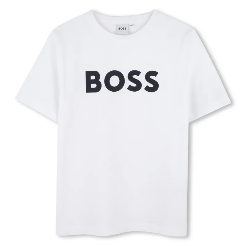 P10018BOS / WHITE TSHIRT SHORT SLEEVE BLACK LARGE BOSS LOGO / J51620-10P