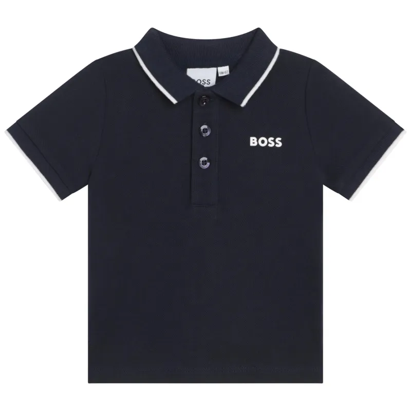 P10015BOS / NAVY POLO TOP SHORT SLEEVE WHITE BOSS / J05P13-849