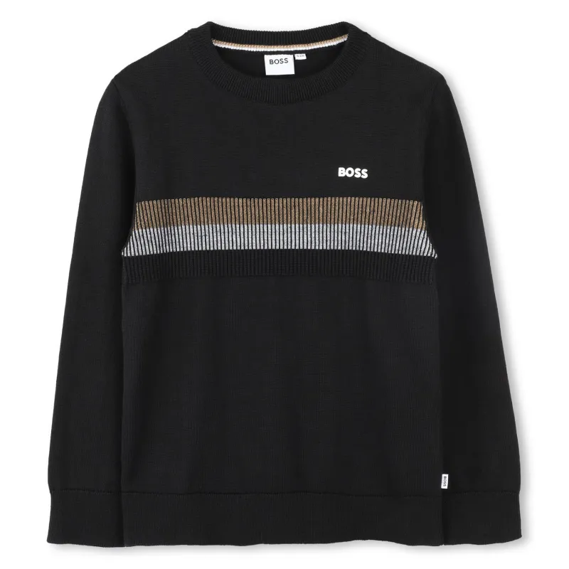 P10020BOS / BLACK PULLOVER TAN WHITE STRIPE / J52004-09B