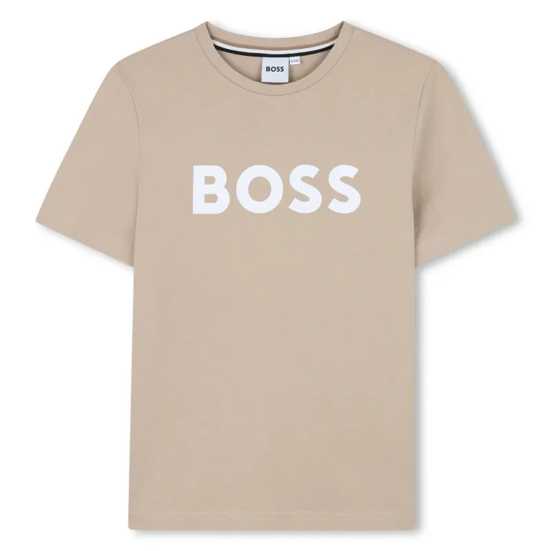 P10019BOS / TAN TSHIRT SHORT SLEEVE WHITE BOSS LOGO / J52030-249
