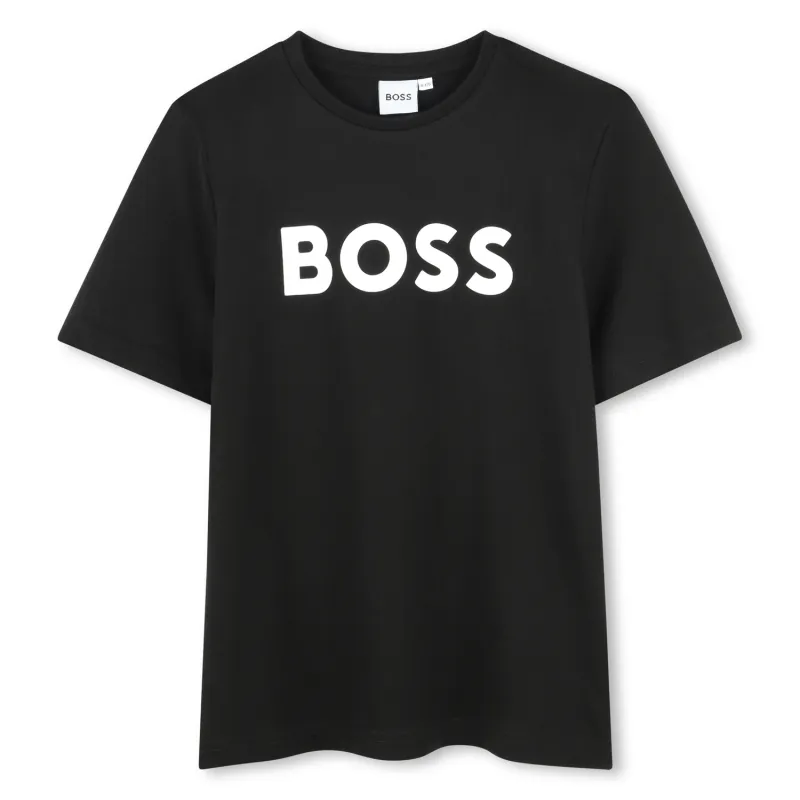P10017BOS / BLACK TSHIRT LARGE WHITE LOGO SHORT SLEEVE / J51620-09B