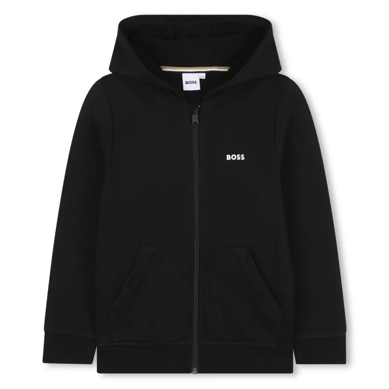 P10023BOS / BLACK ZIP HOODED SWEAT TOP / J51958-09B