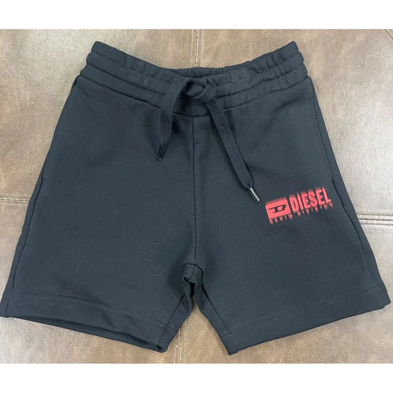 BLACK SWEAT SHORT RED DIESEL LOGO / J02236-K9002