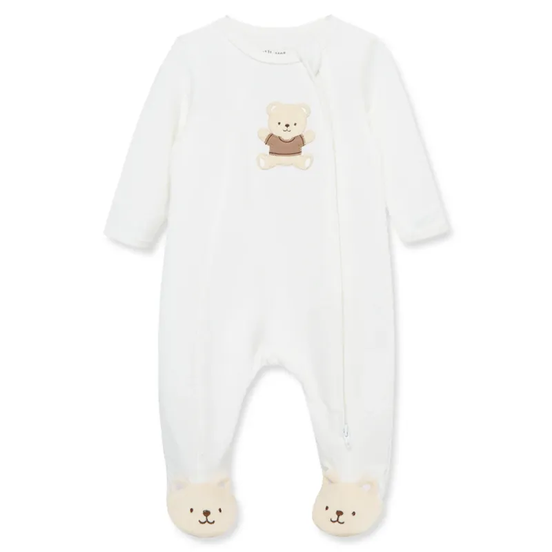 IVORY SLEEPER BEAR APPLIQUE SIDE CLOSURE / LBQ12644N-L150