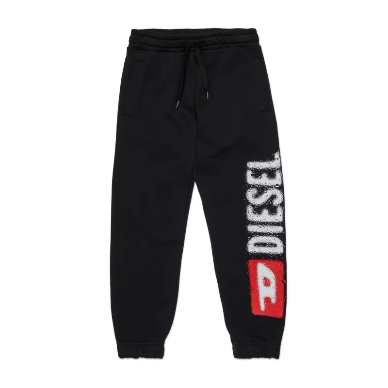 BLACK SWEAT PANT WHITE LOGO PANTLI ELASTIC CUFF / J02445-KYAZ3-K900