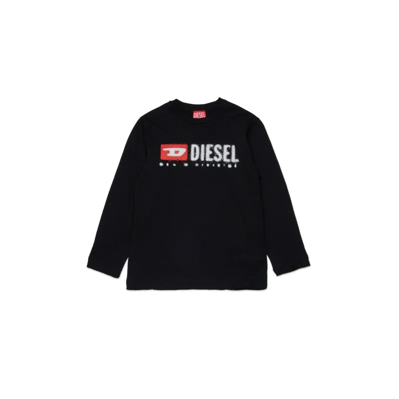 BLACK TSHIRT LONG SLEEVE WHITE LOGO TDROPS / J02474-00Y19-K900
