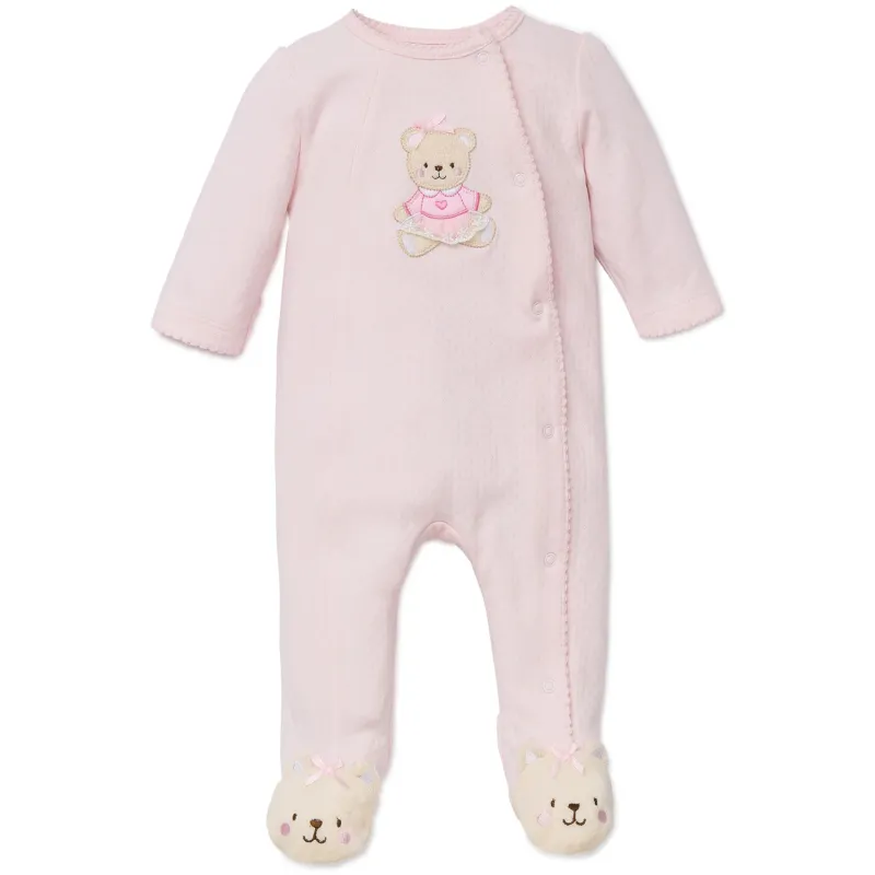 PINK SLEEPER BEAR APPLIQUE SIDE CLOSURE / LBQ03984N-L688