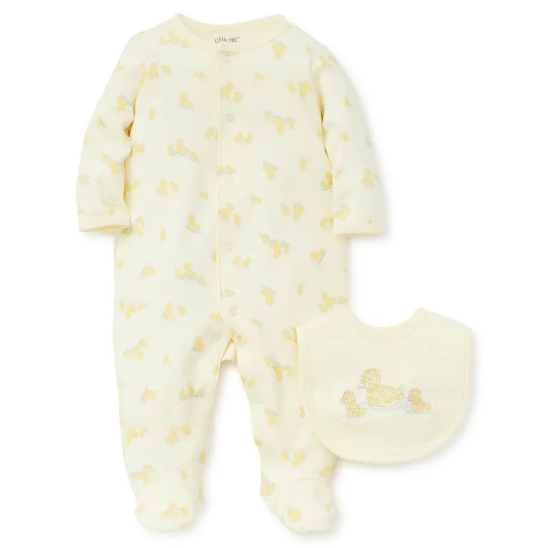 2PC YELLOW SLEEPER & BIB DUCK PRINT / LBQ07040N-L798