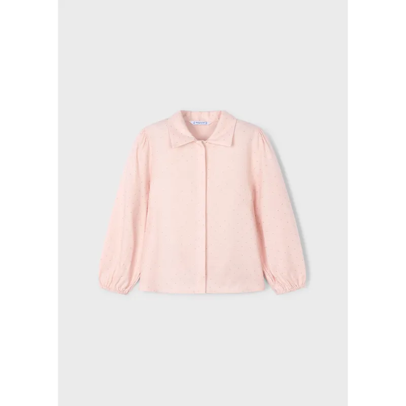 PALE PINK BLOUSE SILVER DOTS PRINT / 4133-027