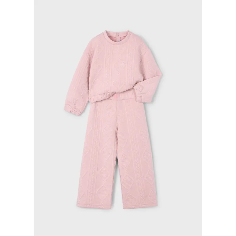 P10187MAY / 4896-028 2PC PALE ROSE PADDED TRACKSUIT EMBOSSED PATTERN