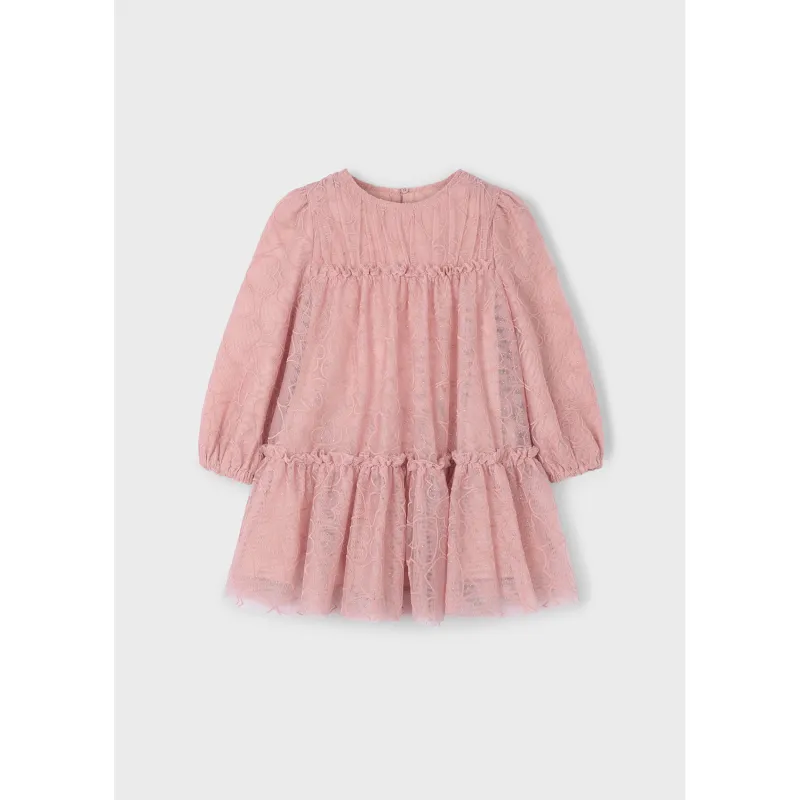 P10190MAY / 4919-049 ROSE PINK TULLE DRESS PRINTED HEARTS
