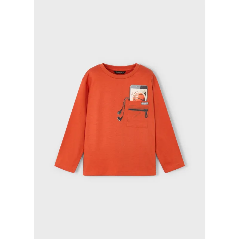 ORANGE TSHIRT BASKETBALL & POCKET LONG SLEEVE / 4078-088
