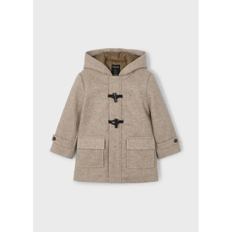 DARK BEIGE HOODED TRENCH COAT TOGGLE TRIM 2 POCKETS / 4423-021