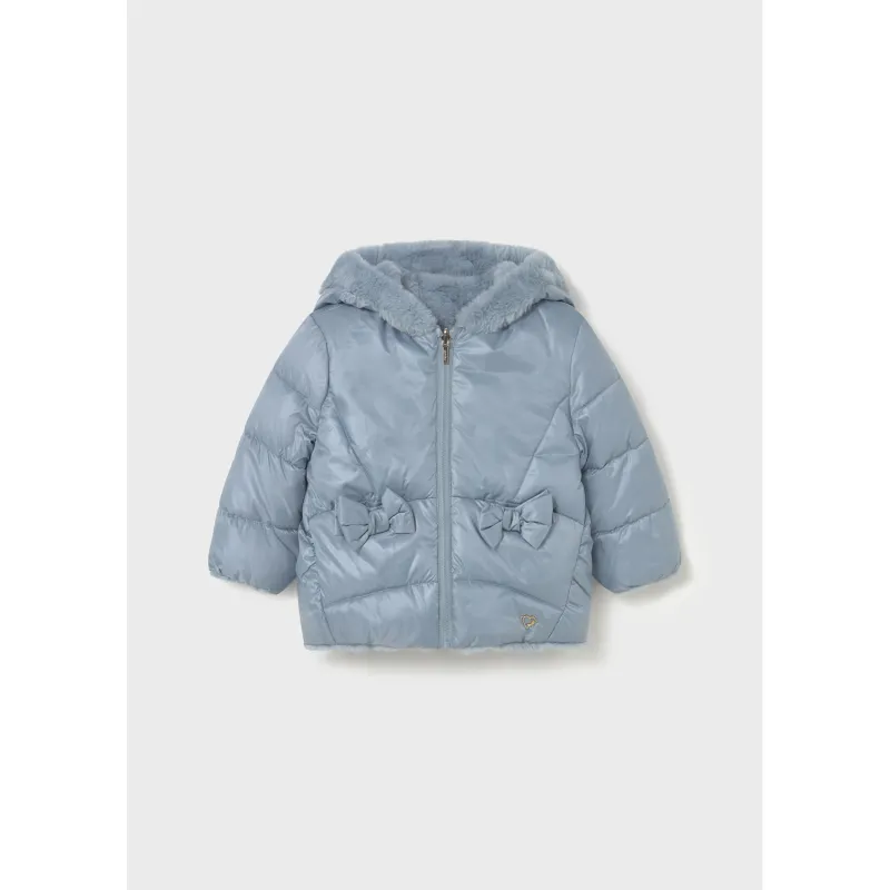 BLUE REVERSIBLE FAUX FUR JACKET HOODED / 2435-079