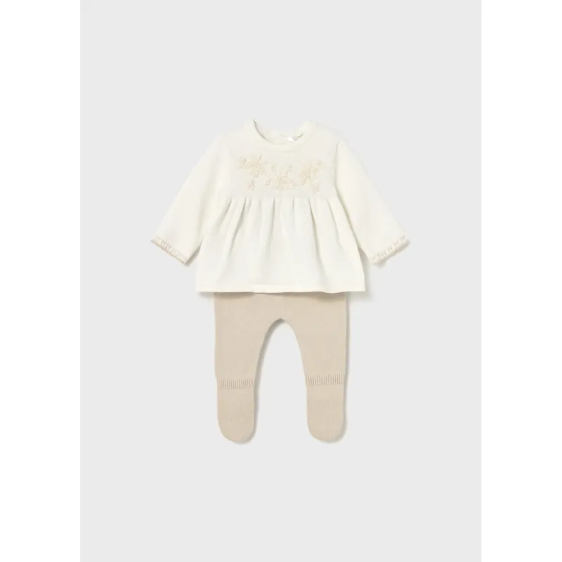 2PC BEIGE & OFF WHITE LEG WARMER SET 6M-18M NO FEET / 2553-093
