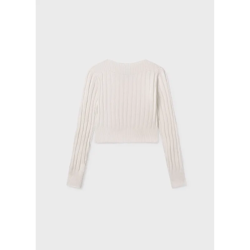 P10197MAY / 7313-079 OFF WHITE KNIT TOP RIBBED